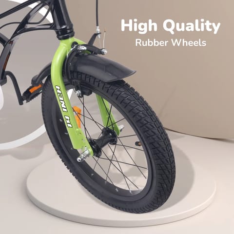 R For Rabbit Tiny Toes Ryder Bicycle For Kids 16 Inch 90% Plug N Play Installation, Black Green