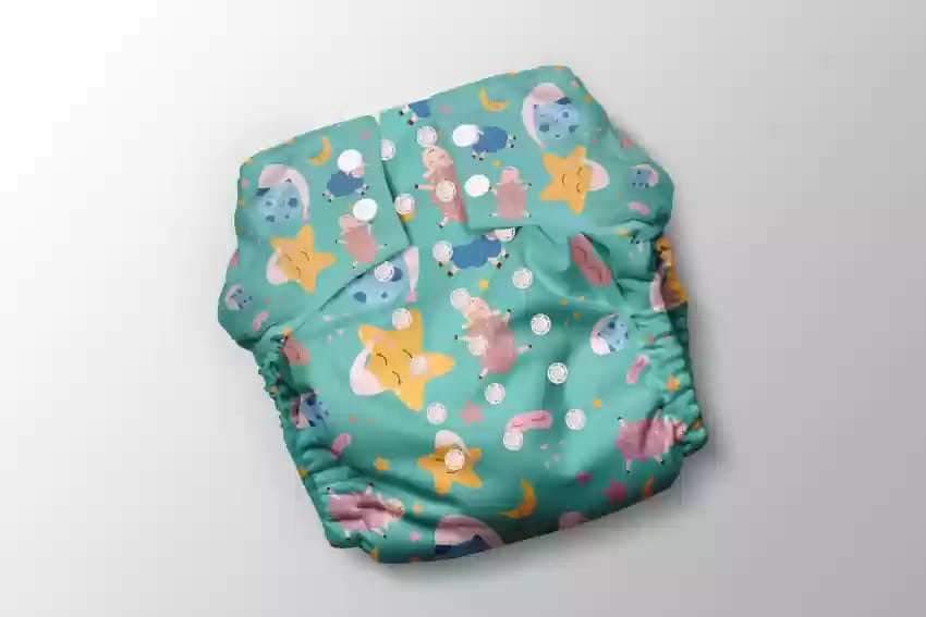 Mother Sparsh Baby Free Size Plant Powered Cloth Diaper Sleepy sheep Print