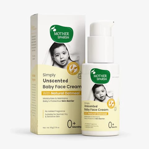 Mother Sparsh Simply Unscented Baby Face Cream - Mild & Moisturizing for Soft Skin