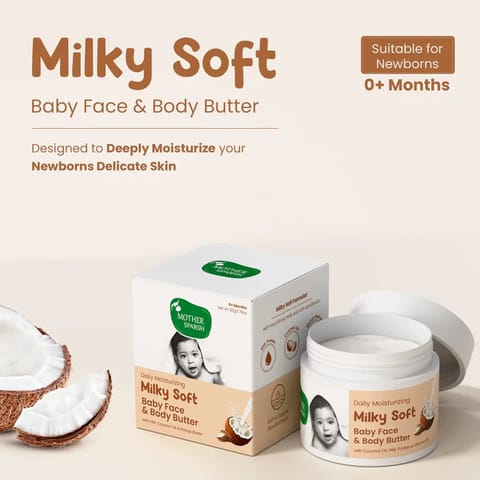 Mother Sparsh Daily Moisturizing Milky Soft Baby Face & Body Butter Buttery Soft Nourishment for Baby