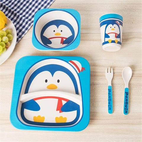 Safe-O-Kid 5 Piece Bamboo Fiber Dinner Set for Kids