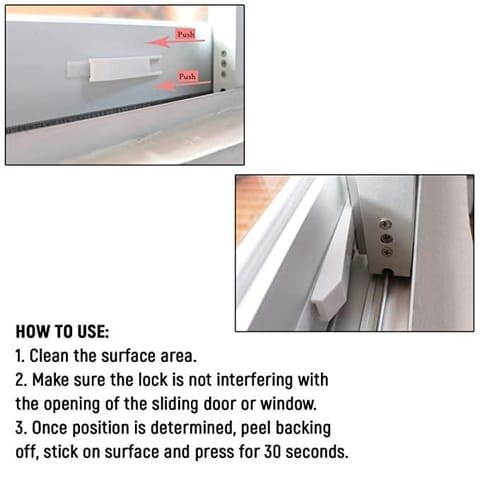 Safe-O-Kid-Packof 2-Sleek Wedge Shape Sliding DoorLock-White