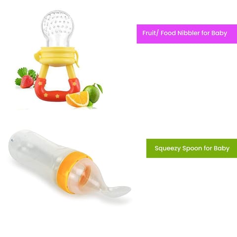 Safe-O-Kid Silicone Squeeze Feeding Spoon for Milk, Cerelac/ Porridge and Food Feeder