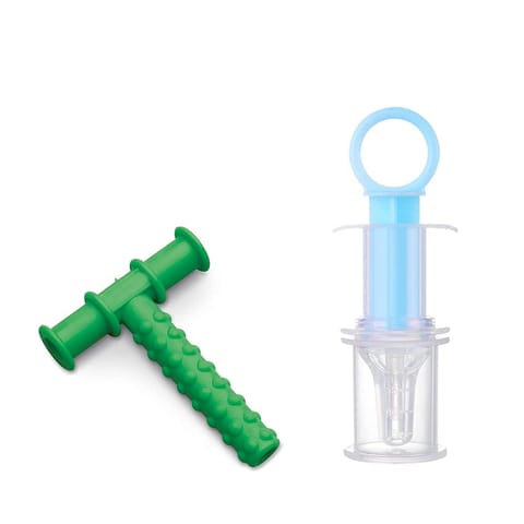 Safe-O-Kid Chewy Tube/ Medicine Feeder for Baby with Box, Blue and Green- Combo