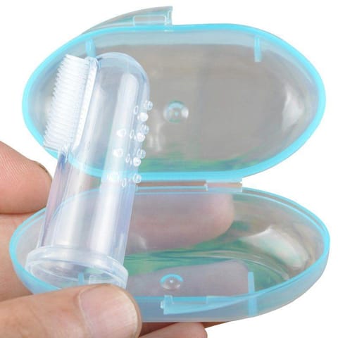 Safe-O-Kid Silicone Baby Finger Brush with Case With Silicone Liquid Medicine Feeder