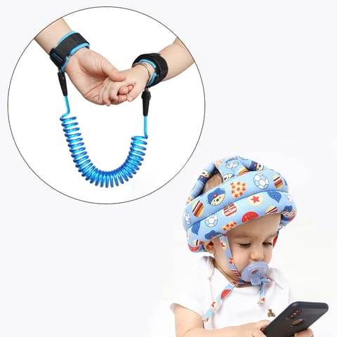 Safe-O-Kid 1 Wrist Link With 1 Baby Safety Cotton Helmet Head Protection