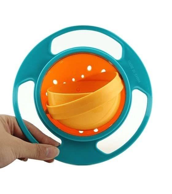 Safe-O-Kid Baby Feeding 360 Degree Rotation Gyro Bowl/ Squeezy Spoon, Blue - Combo