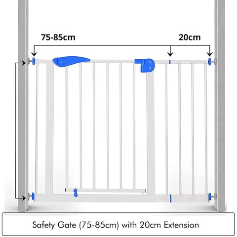 Safe-O-Kid 75-105 cm Child Safety Stair Safety Gates with 1 Fall Prevention Safety Net