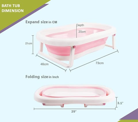 Safe-O-Kid Baby Foldable Bathtub with Temperature Sensitive Plug with 1 Hair Washing Mug