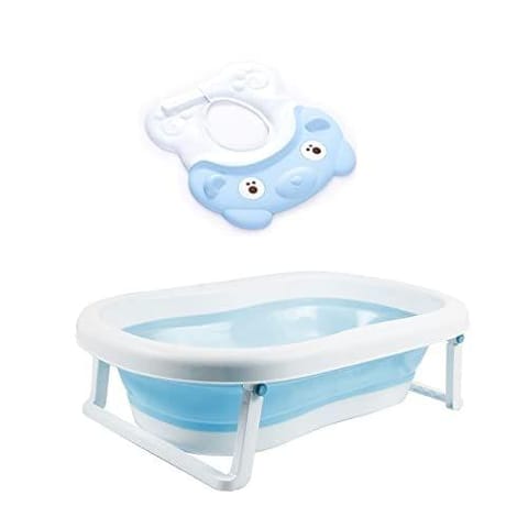 Safe-O-Kid Baby Foldable Bathtub with Temperature Plug with 1 No Tear & Adjustable Shampoo Hat