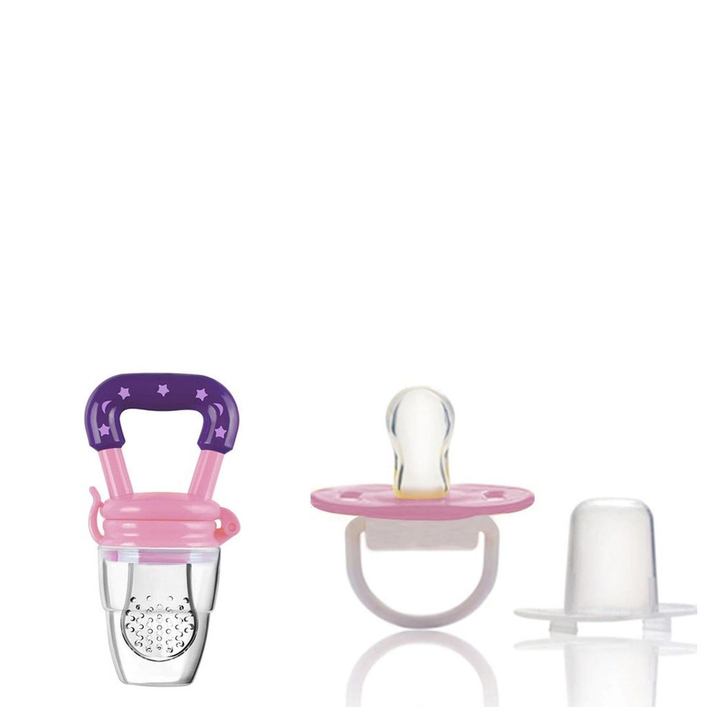 Safe-O-Kid Combo- Soft Baby Soother with Unique Shape to Support Psychological Breathing, Teether & Pacifier for Newborns, With Fruit or Food Nibbler/Feeder/ Pacifier/Teether for easy feeding.