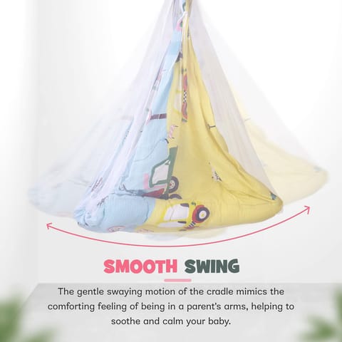 BAYBEE Cotton New Born Hanging Sleep Swing Cradle/Jhula/Jhoola/Baby Bedding with mosquito net and Spring Set for 0 to 12 Months Baby Boys and Girls