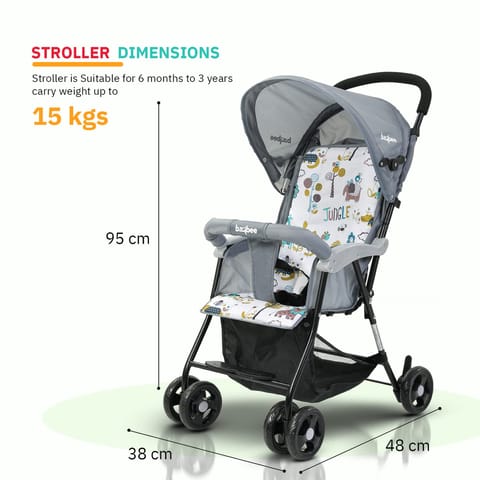 Baybee Tiny Baby Stroller Pram for Baby Boy Girl 0 to 3 years, Foldable Baby Trolley with 2-Position Adjustable, 3 Point Safety Belt, Baby Pram Stroller for Kids with Canopy & Parent Handle (Grey)