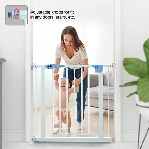 Baybee Auto Close Baby Safety Gate, Extra Tall Baby Fence Barrier Dog Gate with Easy Walk-Thru Child Gate | Baby Gate for House, Stairs, Doorways | Safety Gate for Baby Kids Dogs