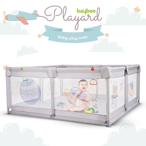 Baybee Kids Playards Playpen for Babies, Smart Portable Baby Activity with Safety Lock & Pull Rings, Play Gate Fence for Toddlers, Indoor Outdoor Activity Upto 5 Years boys Girls (150*150CM)