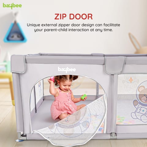 Baybee Kids Playards Playpen for Babies, Smart Portable Baby Activity with Safety Lock & Pull Rings, Play Gate Fence for Toddlers, Indoor Outdoor Activity Upto 5 Years boys Girls (150*150CM)