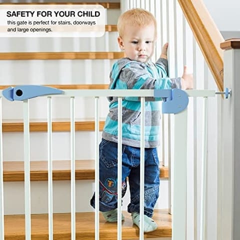 Baybee Auto Close Baby Safety Gate, Extra Tall Baby Fence Barrier Dog Gate with Easy Walk-Thru Child Gate | Baby Gate for House, Stairs, Doorways | Safety Gate for Baby Kids Dogs