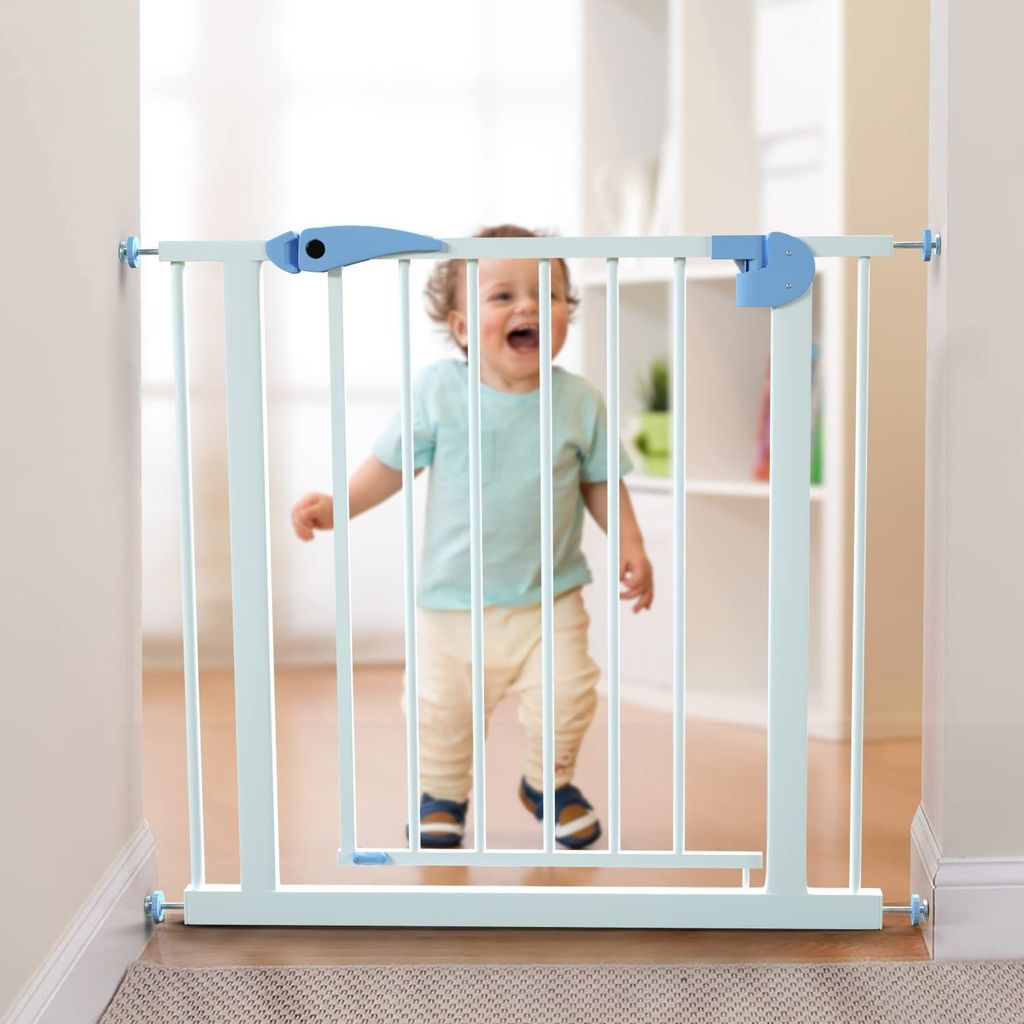 Baybee Auto Close Baby Safety Gate, Extra Tall Baby Fence Barrier Dog Gate with Easy Walk-Thru Child Gate | Baby Gate for House, Stairs, Doorways | Safety Gate for Baby Kids Dogs