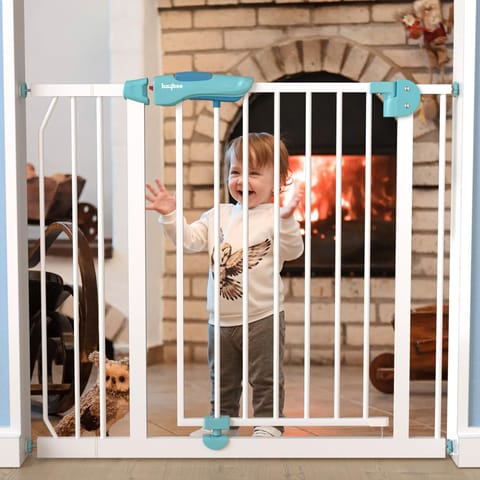 Baybee Auto Close Baby Safety Gate, Durable Staircase Kids Safety Baby Fence Dog Gate Barrier with Easy Walk Child Gate | Baby Gate for Home, Doorways, Stairs | Safety Gate for Kids (Green+10Cm)