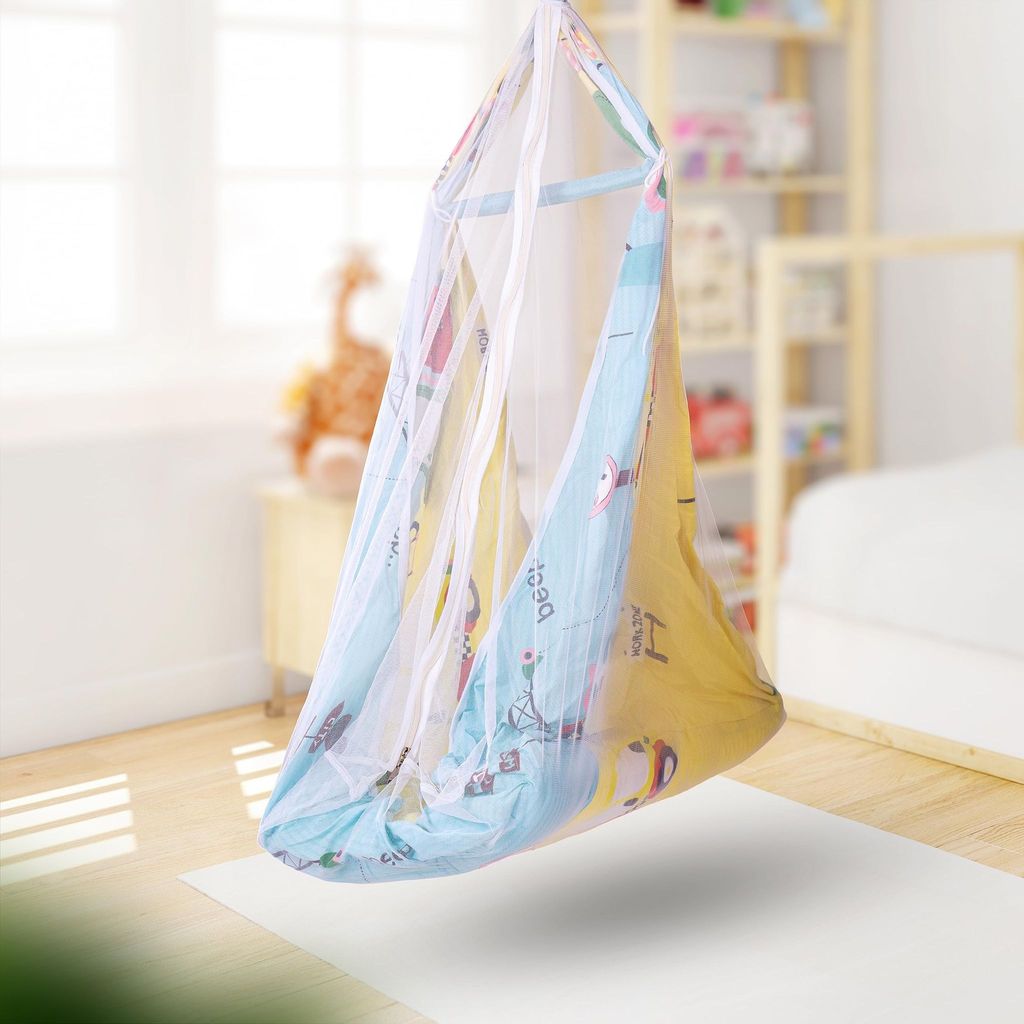 BAYBEE Cotton New Born Hanging Sleep Swing Cradle/Jhula/Jhoola/Baby Bedding with mosquito net and Spring Set for 0 to 12 Months Baby Boys and Girls