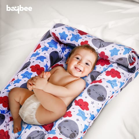 Baybee Polyester Little Max 3 in 1 Baby's Cotton Bed, Cum Carry Bed Printed Baby Sleeping Bag, Baby Bed-Infant Portable Bassinet-Nest for Co-Sleeping Baby Bedding for New Born 0-12 Months Old (Red)