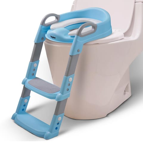 Baybee Aura Western Potty Training Cushioned Seat With Steps & Easy Grip Handle - Blue