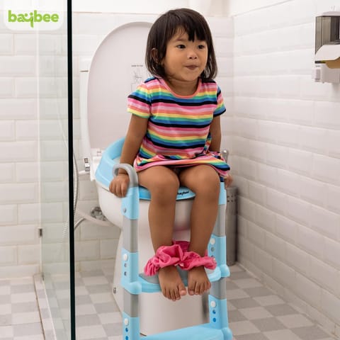 Baybee Aura Western Potty Training Cushioned Seat With Steps & Easy Grip Handle - Blue