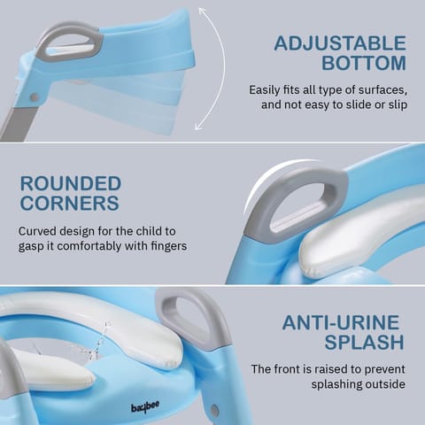 Baybee Aura Western Potty Training Cushioned Seat With Steps & Easy Grip Handle - Blue