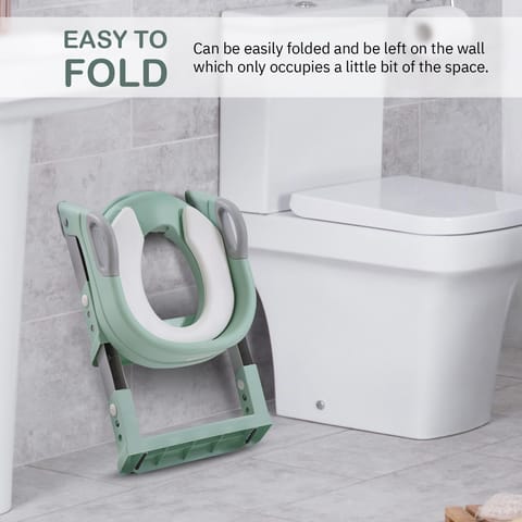 Baybee Aura Western Potty Training Cushioned Seat With Steps & Easy Grip Handle - Green