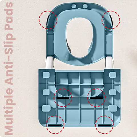 Baybee Crown Western Toilet Potty Seat for Kids -  Baby Potty Training Seat Chair with Ladder -  Adjustable Step Height -  Cushion Seat -  Toddler Potty Seat for Toilet (Blue)