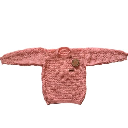 Nani dadi creation Handknitted Pink Self-Design Sweater for Girls | 3-4 Years | Round Neck | Winter Wear