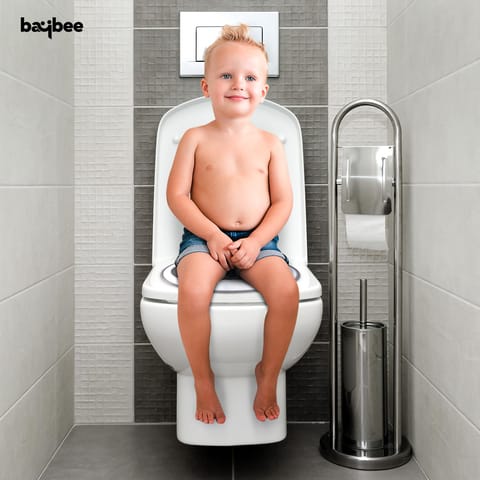 Baybee Baby Potty Training Seat for Kids, Western Toilet Potty Ring with Soft cushion seat with Handle, Fits Round & Oval Toilets, Non Slip with Splash Guard Potty Seat (Bliss Grey)