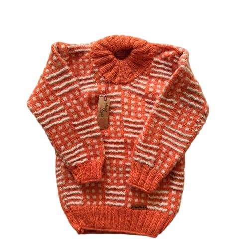 Nani dadi creation Handknitted Orange Sweater for Unisex Kids | 4-5 Years  | Winter Wear