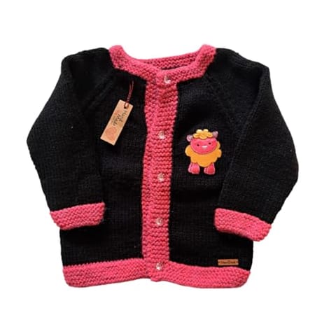 Nani dadi creation Black Woolen Jacket for Girls (4-5 Years) | Button Closure