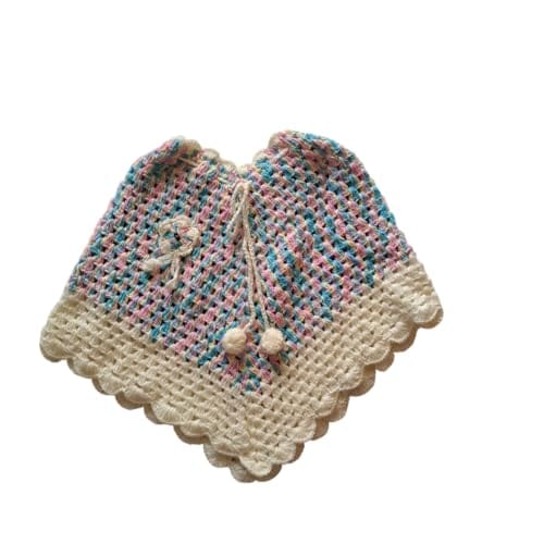 Nani dadi creation Girls' Crochet Poncho | Multicolor Handcrafted Poncho | Standard Size for 2-5 Years