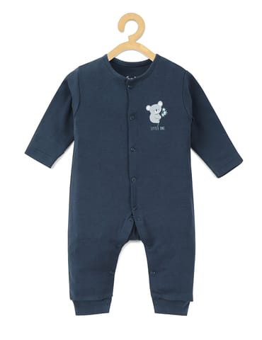 Chayim Cotton Full Sleeve Sleepsuit With Cartton Placement  Printed- Navy Blue