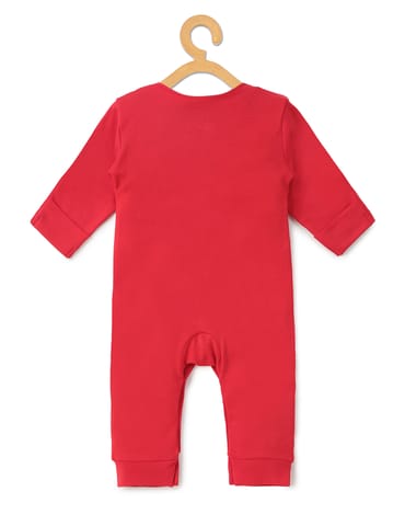 Chayim Cotton Full Sleeve Sleepsuit With Cartton Placement  Printed-Red