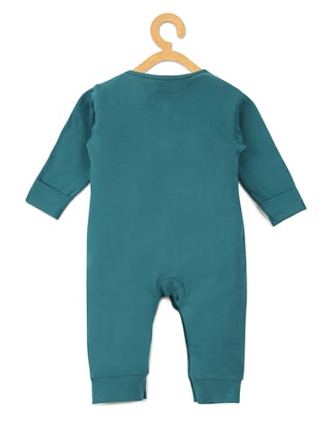 Chayim Cotton Full sleeve  Sleepsuit with DADY'S LITTLE  Printed-Green NB