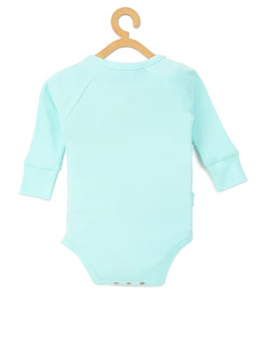 Chayim Cotton Full Sleeve Expandable Bodysuit with texted DADY'S  LITTLE Printed-Blue