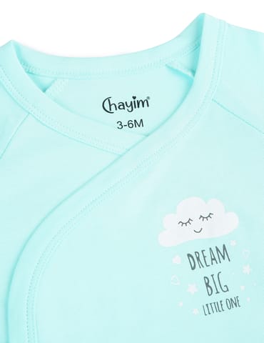 Chayim Cotton Full Sleeve Expandable Bodysuit with texted DADY'S  LITTLE Printed-Blue