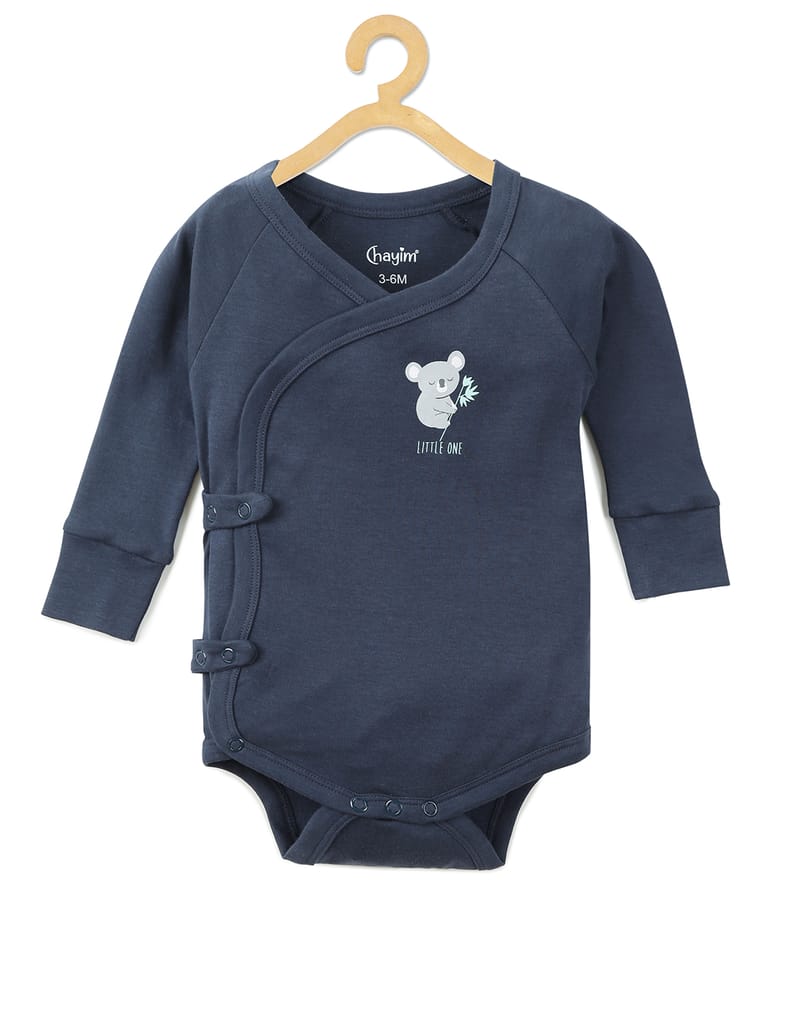 Chayim Cotton Full Sleeve Expandable Bodysuit with Cartoon Printed-Navy Blue