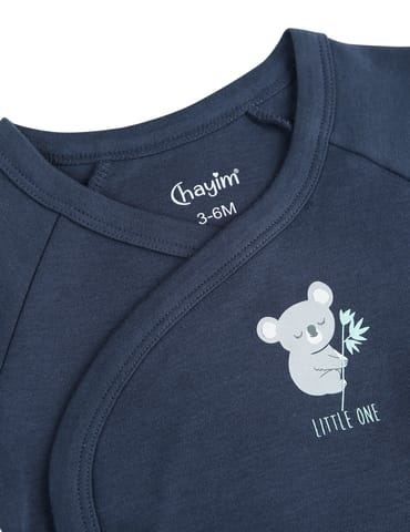 Chayim Cotton Full Sleeve Expandable Bodysuit with Cartoon Printed-Navy Blue