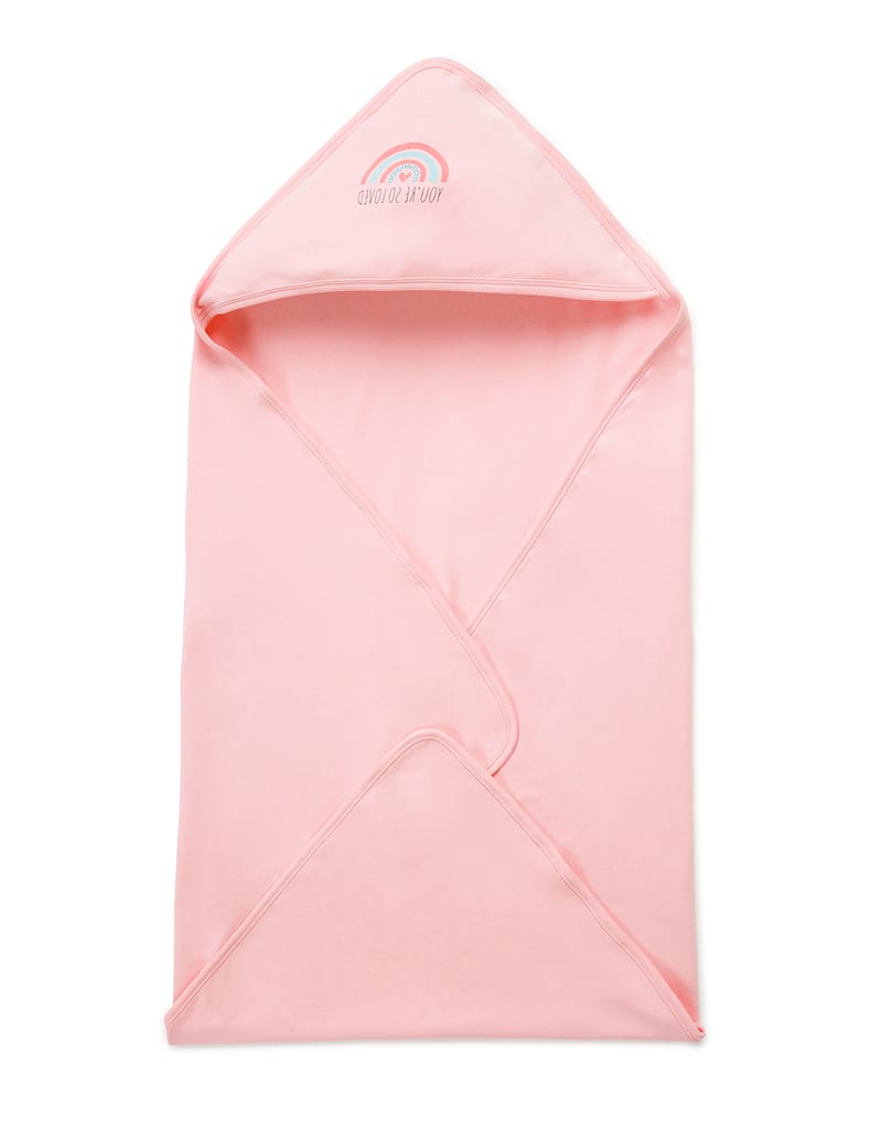 Chayim Cotton Baby Hodded Wrapper Soft Baby Blanket-Pink