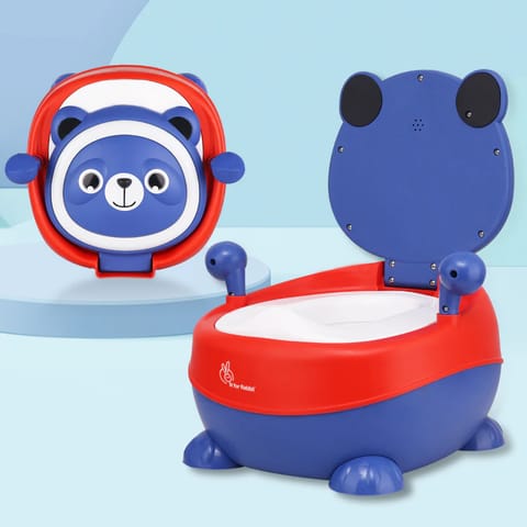 R for Rabbit Panda Potty Training Seat for Baby Ergonomic Backrest with Sturdy Grip Handle for New Born Babies/Infant/Kids Weight Up to 25Kg 6 to 48 Months (Blue Red)