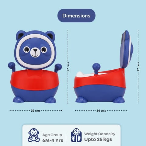 R for Rabbit Panda Potty Training Seat for Baby Ergonomic Backrest with Sturdy Grip Handle for New Born Babies/Infant/Kids Weight Up to 25Kg 6 to 48 Months (Blue Red)