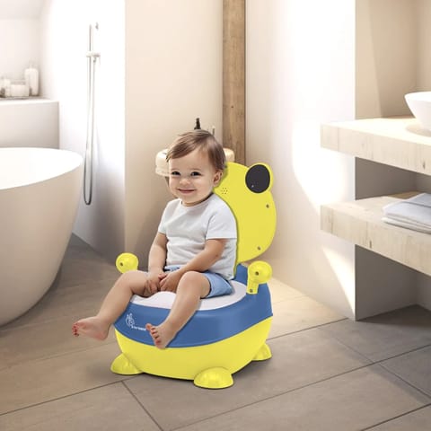 R for Rabbit Panda Potty Training Seat for Baby Ergonomic Backrest with Sturdy Grip Handle for New Born Babies/Infant/Kids Weight Up to 25Kg 6 to 48 Months (Yellow Blue)