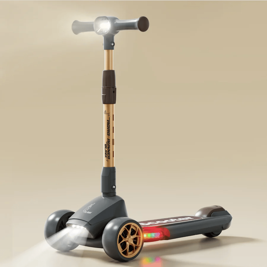 R for Rabbit Road Runner Blaze Scooter For Kids With PU LED Wheels And LED lights,Black Gold