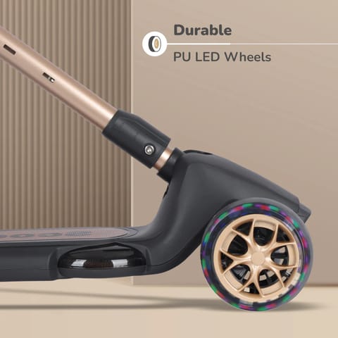 R for Rabbit Road Runner Blaze Scooter For Kids With PU LED Wheels And LED lights,Black Gold