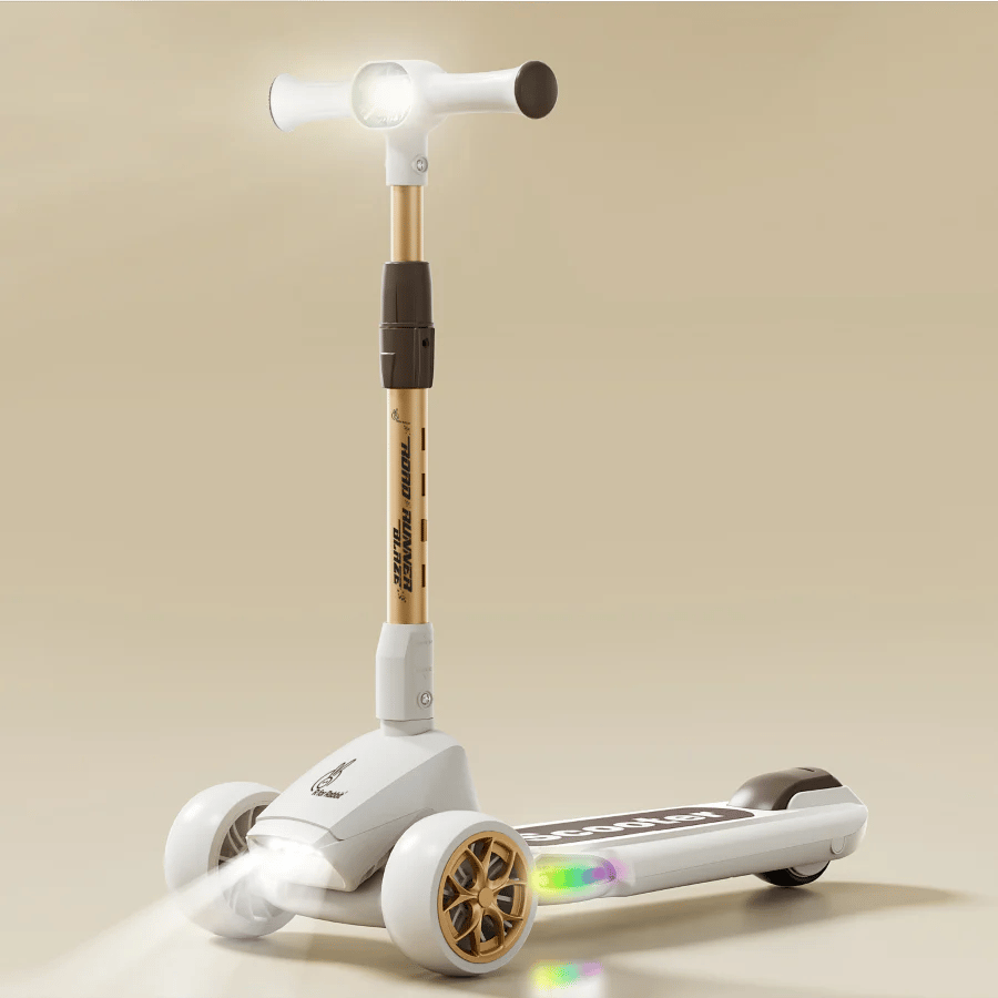 R for Rabbit Road Runner Blaze Scooter For Kids With PU LED Wheels And LED lights,Cream Gold