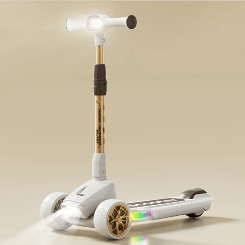 R for Rabbit Road Runner Blaze Scooter For Kids With PU LED Wheels And LED lights,Cream Gold